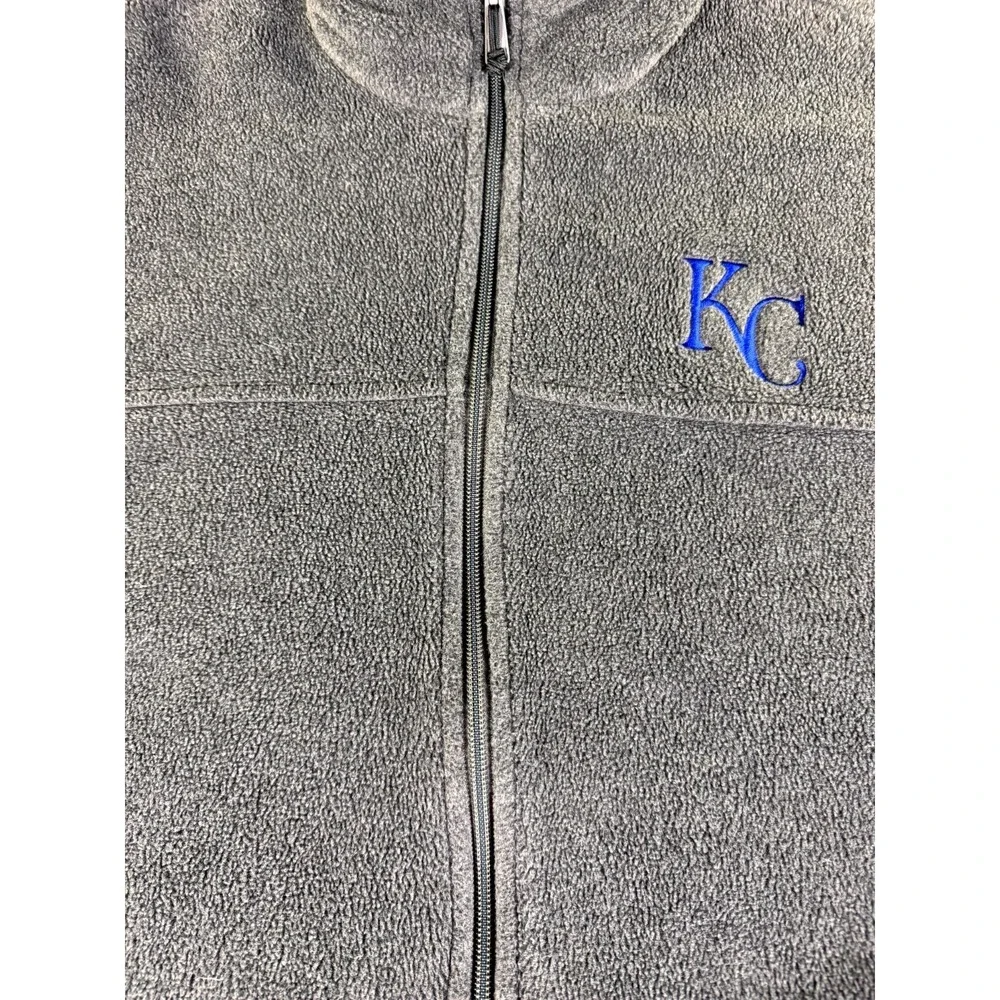 Columbia Fleece Jacket Mens Medium Gray KC Logo Toggle Hem Full Zip Outdoor